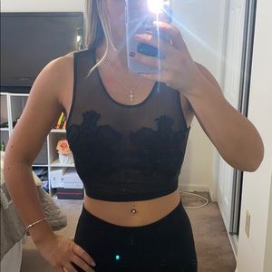 Sexy black mesh crop top